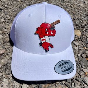 Ribby at Bat 3D YP Snapback Trucker Hat- White
